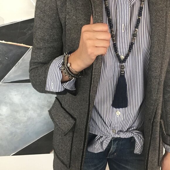 Stella & Dot Trove Tassel Navy Blue Necklace - Picture 4 of 7